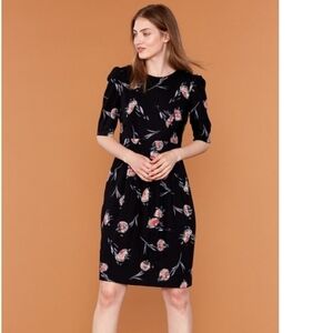 Emily& Fin Heather Retro Pom Pom Gloral A Line Semi Tailored Dress Size 8